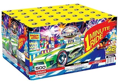 Brightly colored fireworks packaging