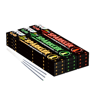 Brightly labeled sparklers in multiple colors