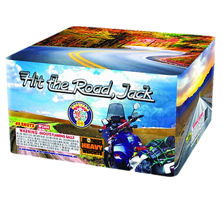 Hit the Road, Jack" fireworks packaging
