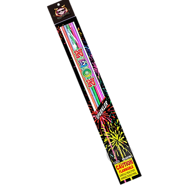 Neon sparklers packaging with fireworks design