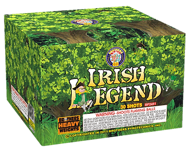 Irish-themed fireworks box with clover pattern