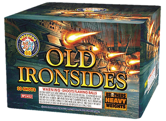 Fireworks labeled Old Ironsides 30 shots