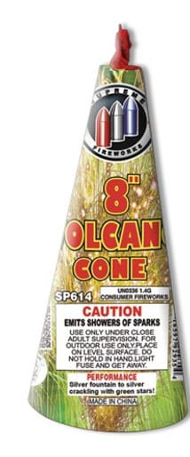 Cone-shaped firework emits sparks