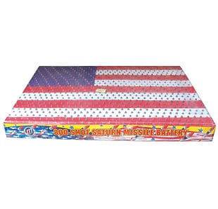 Patriotic-themed fireworks assortment box