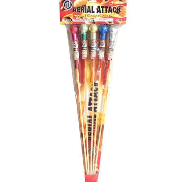 Fireworks rocket pack with colorful tops