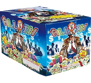 Colorful casino-themed fireworks box design