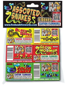 Assorted snakes fireworks packaging