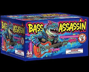 Shark playing guitar on firework box