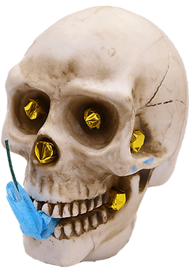 Decorative skull with jewels and a flower