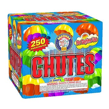 Fireworks box with colorful parachutes design