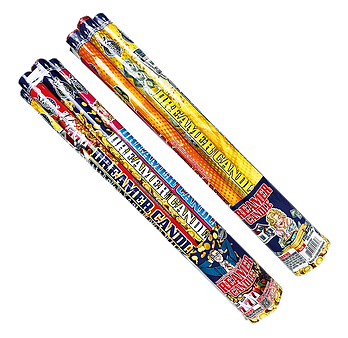Colorful Roman candle fireworks on black background.
