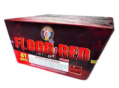 Fireworks box labeled "Flood Red