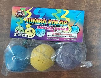 Colorful smoke balls in plastic packaging