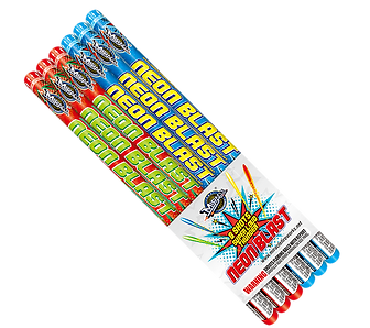 Brightly packaged neon fireworks set