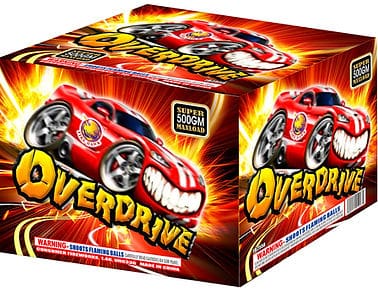 Red racing car fireworks packaging