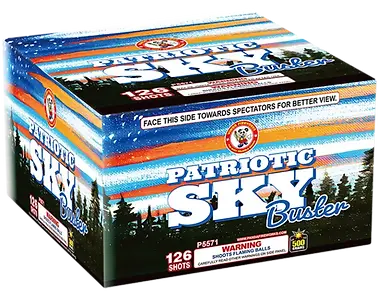 Colorful fireworks packaging with warning label