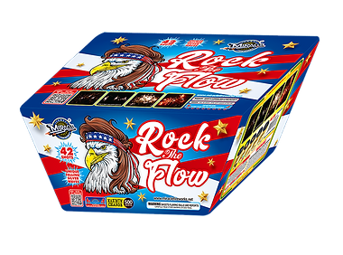 Patriotic-themed fireworks display box