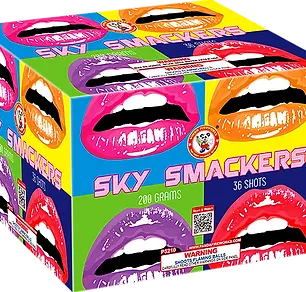 Colorful fireworks packaging with lip graphics