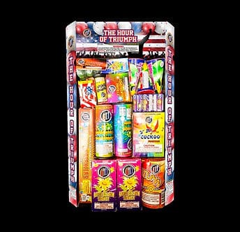 Variety of fireworks in a box