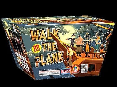 Colorful pirate ship illustration on fireworks box