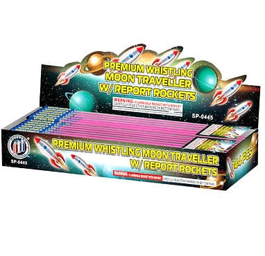Box of decorative report rockets