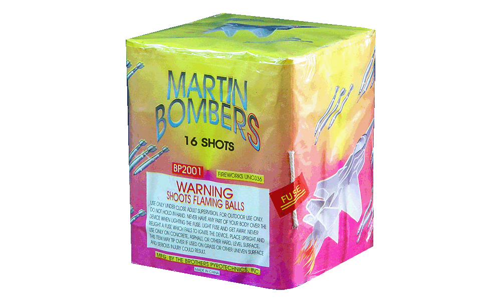 Colorful fireworks box with 16 shots